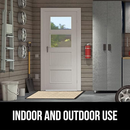 GORILLA GRIP 100% Waterproof All-Season WeatherMax Doormat, 72x24 Runner, Durable Natural Rubber, Stain and Fade Resistant, Low Profile, Indoor Outdoor Door Mats, Easy Clean Entry Mat, Modern Latte