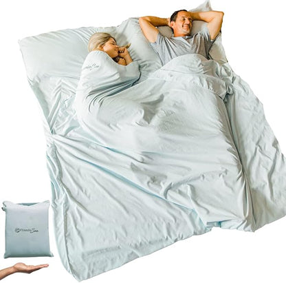 Cotton Sleeping Bag Liner Ultralight | Camping Sheets Lightweight | Travel Sheet | Sleep Sack Adult | Travel Sheet Liners for Hotel | Double