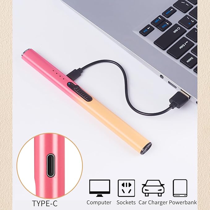 2 Pack Electric Lighters for Candle,Arc Candle Lighter with USB Charging,Flameless Windproof,Aromatherapy,Candles,BBQ,Kitchen,Camping,Gifts for Women, Mom, Thanksgiving, Christmas. (Gradient Colors)