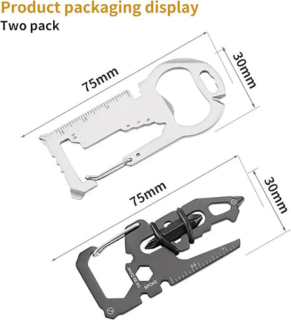 15-in-1 Carabiner Multitool with Bottle Opener, Screwdriver, Wrench - EDC Pocket Tools for Outdoor Camping Gadgets - Suitable for Men and Women 2pcs