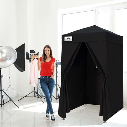EAGLE PEAK Flex Ultra Compact 4x4 Pop-up Canopy, Sun Shelter, Changing Room, Portable Privacy Canopy Cabana for Pool, Fashion Photoshoots, or Camping, 4x4 ft, Black