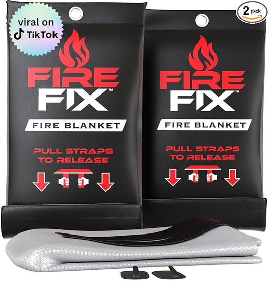 Emergency Fire Blanket for Home & Kitchen | 2-Pack + Mount | Fire Extinguisher for Camping Gear, Car Safety, Hiking, Survival Kit & Welding | Flame Retardant Preparedness Supplies 39" x 39"