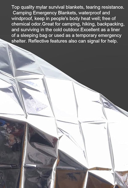 Emergency Blankets for Survival Gear (Pack of 4), Camping Blanket, Emergency Blanket, Thermal Blanket, Mylar Space Blanket, Survival Blanket, First Aid Supplies, Outdoors