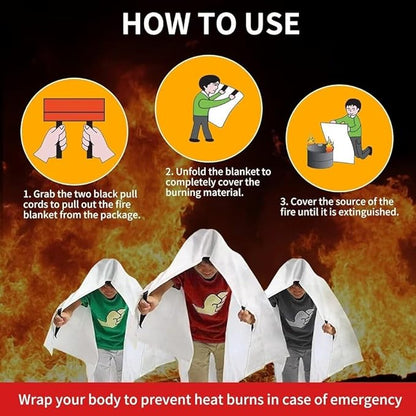 COSHNIBI Fire Blanket Emergency for Kitchen, Fiberglass Retardant Safety Blankets for Home, Fireplace,Grill,School,Car, Office, Warehouse,2 Pack 39.3x39.3 inch