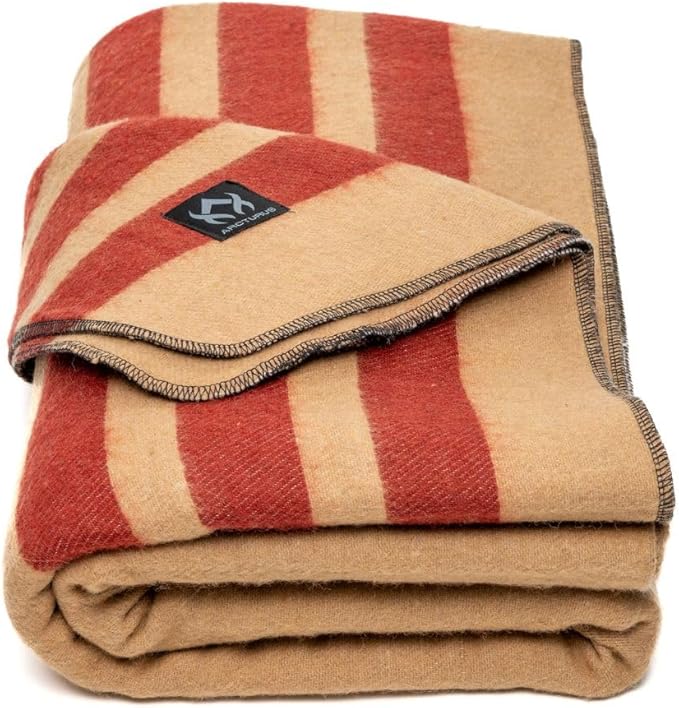 Arcturus Patterned Wool Blankets - 4.5lbs Warm, Heavy, Washable, Large | Great for Camping, Outdoors, Sporting Events, or Survival & Emergency Kits