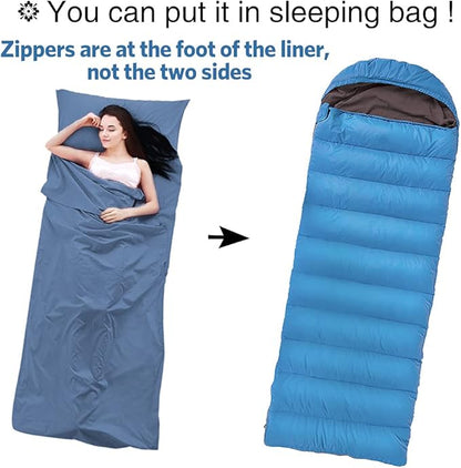 Sleeping Bag Liner Ultralight Travel Sheet Dirt-Proof Travel Camping Sheet Sleeping Sheet Hotel Sheet for Outdoor Travel Hiking Hotels Picnics