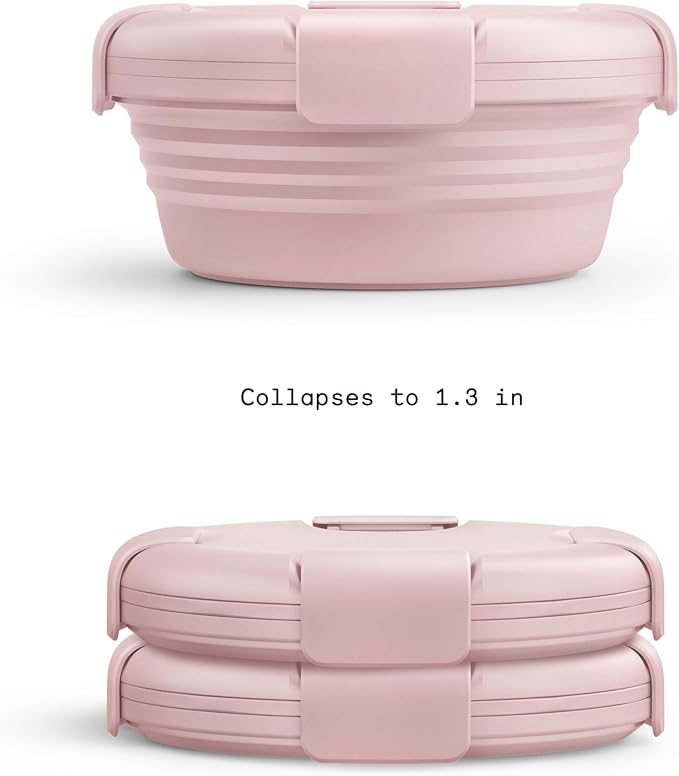 STOJO Collapsible Bowl 3 Set - Carnation Pink, 36oz - Reusable Silicone Bowl for Hot and Cold Food - Perfect for Travel, Meal Prep, To-Go Lunch, Camping & Hiking - Microwave & Dishwasher Safe