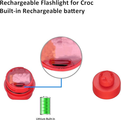 RAHAN Rechargeable Headlights for Croc 2pcs,Flashlights Attachment for Crocs, LED Shoes Light with 3 Light Modes for Dog Walking, Camping, Running, Suitable for Adults, Red