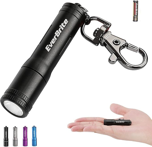 EverBrite Mini LED Flashlight High Lumen Keychain EDC Flashlight, Small Pocket Pen-Light for Hurricane Supplies, Camping, Hiking, Emergency, Hunting, 1 AAA Battery(Include), Black
