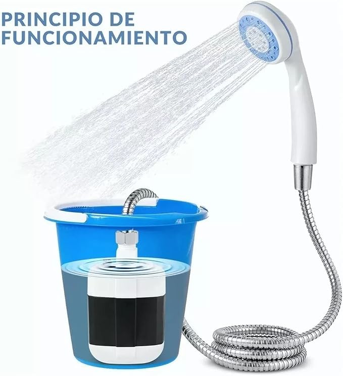 Portable Outdoor Shower with Shower Pump, 2200mAh Battery Powered Camping Shower with 59.1Inch Hose, Water Saving, Camping Showerhead for Beach Hiking