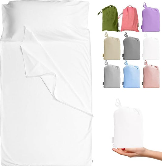 Brand - GANNAFEE Cotton Sleeping Bag Liner with Zipper - 100% Cotton Travel Sheet Sleep Sack Adult - Travel Sleeping Bag for Hotels Camping Hiking
