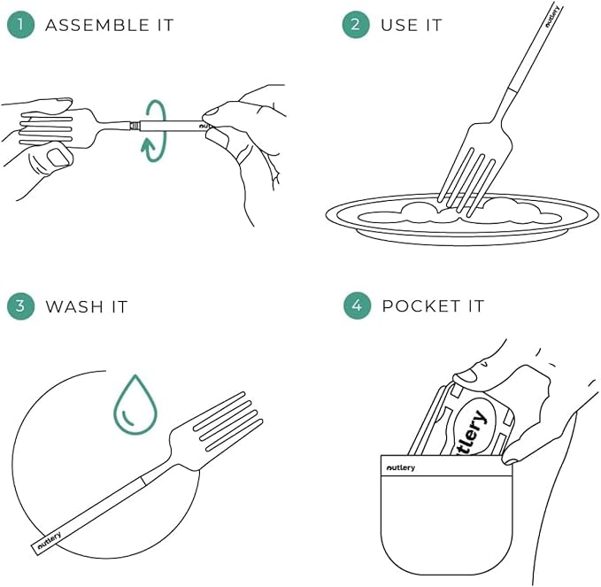 Outlery | Portable & Reusable Stainless Steel Travel Cutlery Set (Raw Silver) - Includes Travel Case for Easy Transport