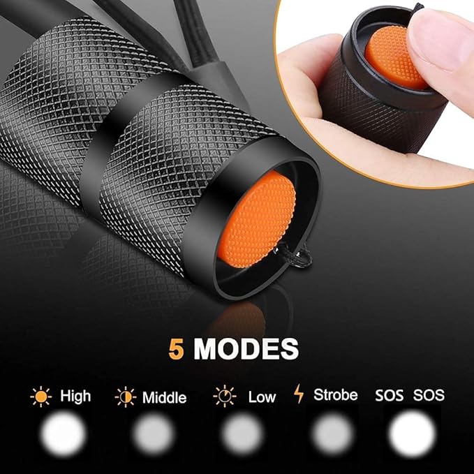 MODOAO 3pack Super Bright Flashlights High Lumens LED Flashlight with Zoomable Beam - Mini Flashlights for Camping, Hiking, Dog Walking - Powerful Emergency Flashlights with 5 Modes for Outdoor Use