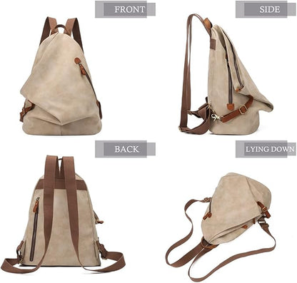 KL928 PU Leather Vintage Backpack – Large Casual Daypack Outdoor Travel Rucksack Hiking Backpacks for Men Women