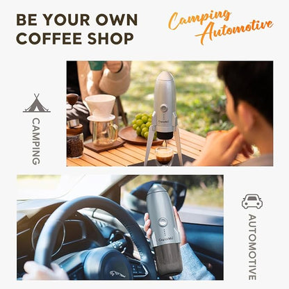 3 in 1 Portable Espresso Machine On the Go, Self-Heating Electric Espresso Maker, 19 Bar Mini Coffee Maker For Travel Camping and Hiking With Ground Coffee & NES PRESSO/DolceGusto Pod, Space Grey