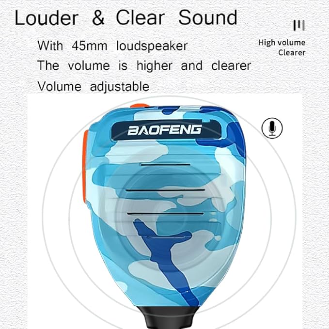 BAOFENG BF-F8HP Microphone Speaker Handheld Mic Waterproof Upgrade of Original BF Mic for GMRS Ham Radio 2Pin K Mic Compatible with UV-K5 UV-82 UV-S9 Plus UV-17R P15UV