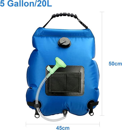 Solar Shower Bag, Solar Heating Camping Shower Bag, 5Gal(20L) Portable Camping Shower Bag, with Removable Hose and On-Off Switchable Shower Head, for Outdoor Traveling/Climbing/Hiking/Beach/Swimming