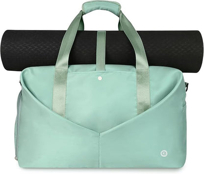Ceneda 20" Gym Duffel Bag with Wet Pocket Shoes Compartment Portable Overnight Weekender Bag Travel bag Yoga Bag for Women (Mint Green)