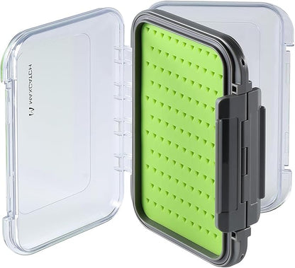 M MAXIMUMCATCH Maxcatch Fly Box Two Sided Waterproof Jig Fly Fishing Boxes for Dry Wet Nymph Flies 4 Sizes Clear Lid