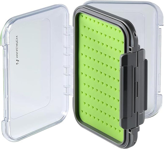 M MAXIMUMCATCH Maxcatch Fly Box Two Sided Waterproof Jig Fly Fishing Boxes for Dry Wet Nymph Flies 4 Sizes Clear Lid