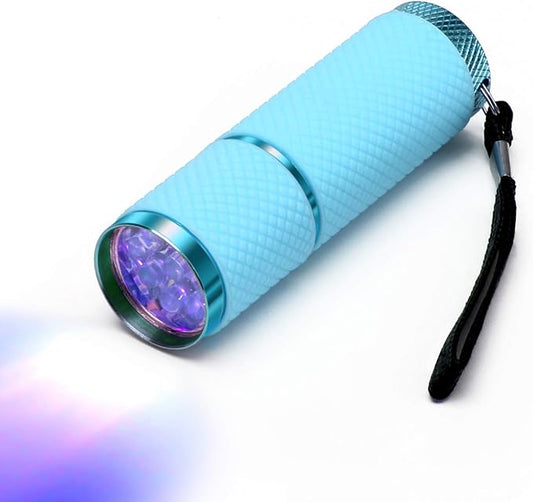Coolrunner LED Flashlight, Small Glow Flashlights with 9 LED Lights, Portable Light Nail Dryer for Nail Gel, Flashlight Mini Powerful Pet Urine Detector for Dog/Cat, Resin Curing (Blue)