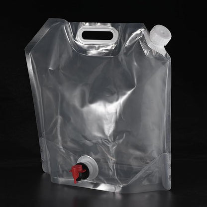 PATIKIL 2.6 Gallon Collapsible Water Container Bag with Spigot, PE Folding Water Jug Carrier for Camping, Hiking, Emergency Water Storage, White
