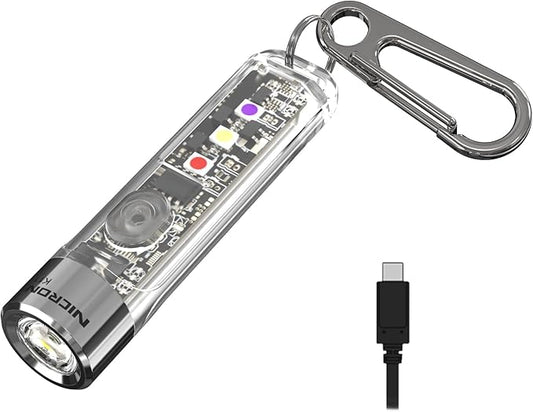 NICRON K11 Rechargeable Keychain Flashlight Lightweight,400 Hight Lumen with Extra 4 Sidelight, IPX4 EDC Mini Flashlight Be Used for Camping Outdoors Emergency Daiy Use