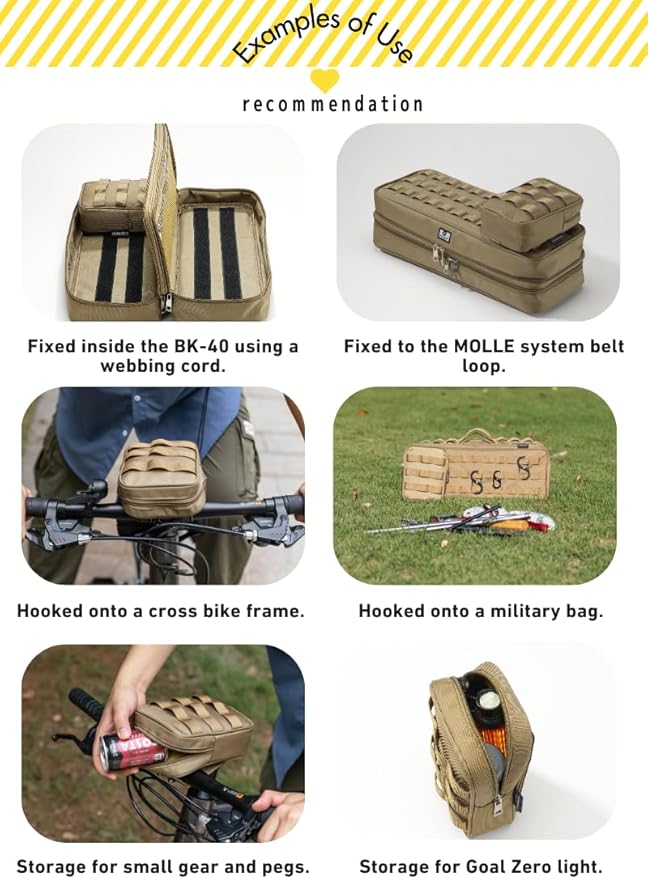 CAMPINGMOON Tactical Molle EDC Pouch L 4.9'' x W 2.4'' x H 6.7'' Camping Storage Side Pocket for Table Chair Cot Field Rack Coyote BG-15