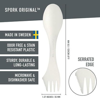 Light My Fire Spork Original 3-in-1 Camping Spoon Fork Knife Combo Reusable Travel & Camping Utensils Lunch Spork Outdoor Backpacking Hiking Picnic Utensil BPA Free, 2-Pack Cocoa/Cream