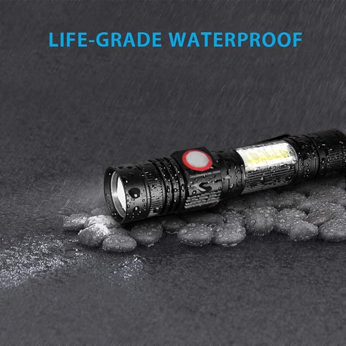 LED Tactical Flashlight, Magnetic Flashlight, 2000 Lumens Super Bright Flash Light with COB Work Light, Waterproof, 4 Modes, Pocket LED Flashlights for Outdoor Camping Emergency