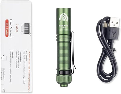 ThruNite BSS Saber 1015 Lumens AA Mini Flashlight Rechargeable, Small EDC Flashlight with Clip High Performance LED Light (Dark Green)