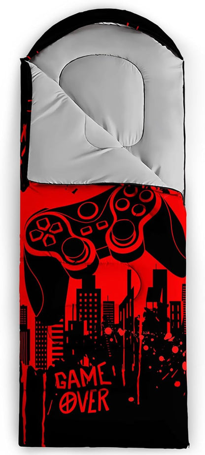 AILONEN Boys Sports Camping Sleeping Bags,Lightweight & Waterproof,3 Season Warm & Cool Weather,Black Player Basketball Sleeping Bags for Kids Adults,Travelling,Outdoors