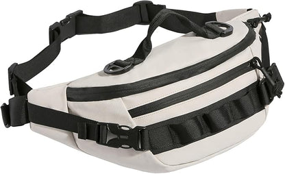 CamGo Tactical Fanny Pack for Men Women Military Waist Bag Molle Utility Hip Belt Pouch Crossbody Bags Bumbag for Cycling Hiking Walking Fishing White