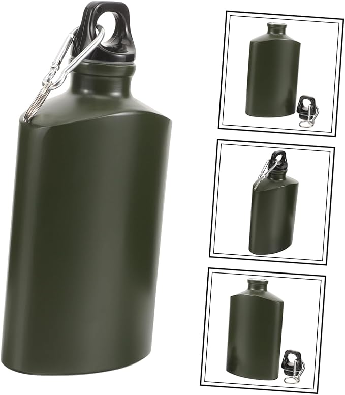 YARNOW outdoor leisure insulation Metal aluminum on foot field flat water bottles kettle water canteen portable square with hook aluminum alloy Backpack carry