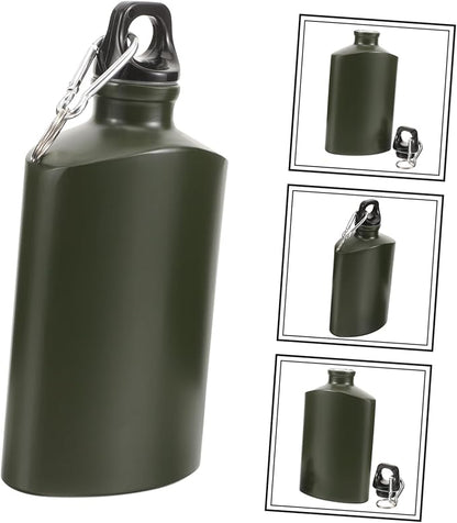 YARNOW outdoor leisure insulation Metal aluminum on foot field flat water bottles kettle water canteen portable square with hook aluminum alloy Backpack carry