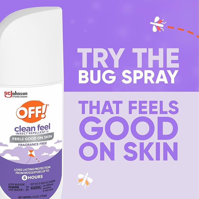 OFF! Clean Feel Insect Repellent Spritz with 20% Picaridin, Bug Spray with Long Lasting Protection from Mosquitoes, Feels Good on Skin, 4 oz