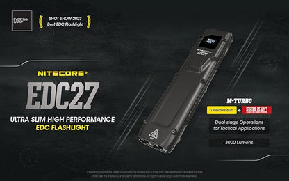 EdisonBright Nitecore EDC27 3000 Lumen USB Rechargeable slim body LED flashlight Brand Charging Adapter