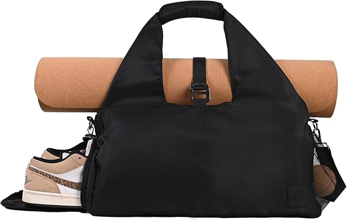 Yoga Bag for Women – 17 Inch Waterproof 210D Polyester, Detachable Strap, Insulated Tumbler Pocket, Double Zipper, Ventilated Gym Tote