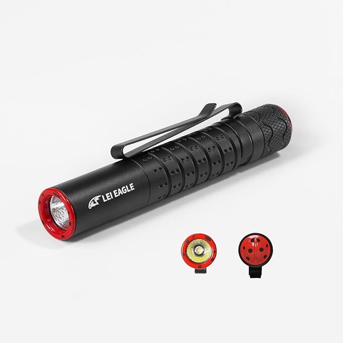 ZZ Seven Star Beetle EDC Flashlight, Ultra Compact LED100 lumens, Equipped with AAA Alkaline Battery, Mini Tactical Flash, Two-Way Pen Clip, Suitable for Daily Carrying (Black)
