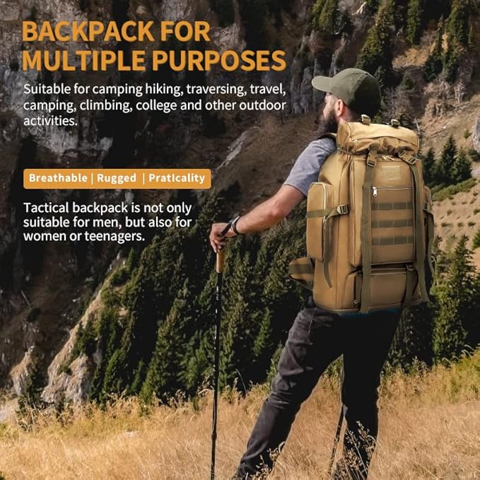 Hiking Daypack for Men Large Army Rucksack molle bag Military Tactical Backpack for Outdoor Traveling Camping