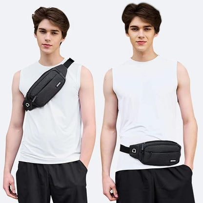 SINNO Large Crossbody Fanny Pack for Women Men Belt Bag With 4-Zipper Pockets for Travel Running Hiking Workout Dog Walking Outdoors Sport Fishing Waist Pack Bag Carrying All Phones