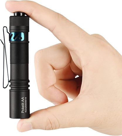 ACEBEAM Pokelit AA Rechargeable Mini Flashlight with Clip, 550 High Lumens Pocket EDC Flashlight, Super Bright Small Flashlight, 90+ High CRI Led Flashlight for Camping, Hiking, Everyday Use(Black)
