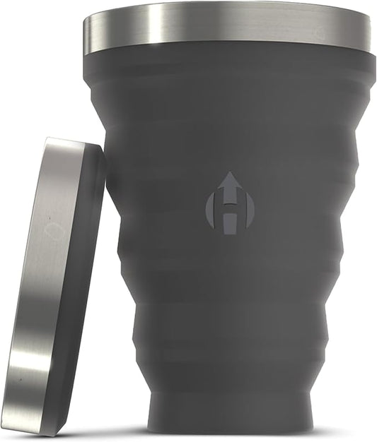 HYDAWAY Collapsible Pint - 16 oz, Silicone & Steel Rim I Collapsible Cup for Beer, Water & Soda, Portable Drinking Cup for Party, Camping, Backpacking & Hiking, Folding Travel Cups Collapse to 1-inch