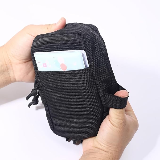Tactical MOLLE Pouch - 1000D Nylon EDC Organizer, Compact Belt Pouch for Outdoor Gear, Hiking & Camping Accessories with Bonus Carabiner (Black)
