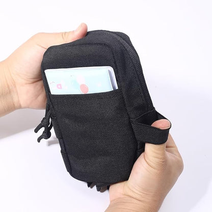 Tactical MOLLE Pouch - 1000D Nylon EDC Organizer, Compact Belt Pouch for Outdoor Gear, Hiking & Camping Accessories with Bonus Carabiner (Black)