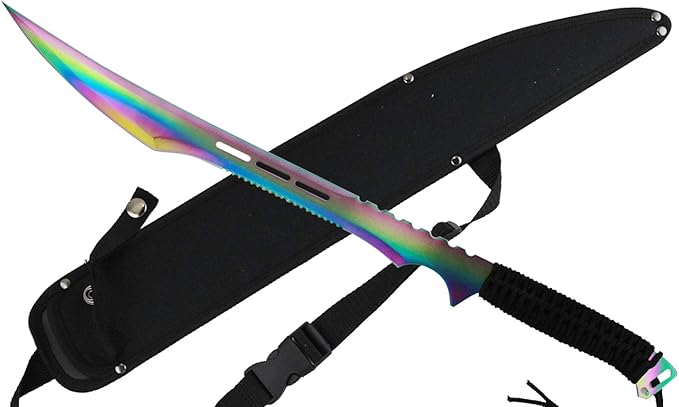 Fantasy Fixed Blade Machete with Nylon Carrier. for Camping, Collections, Outdoor Sports, Gifts