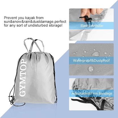 7.8-18ft Waterproof Kayak Canoe Cover-Storage Dust Cover UV Protection Sunblock Shield for Fishing Boat/Kayak/Canoe 7 Sizes [Choose Color] (Silver(Upgraded), Suitable for 12.3-13.5ft Kayak)