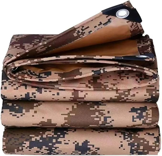 Waterproof Tarp CamouflageThickening Multi-Size Sun Shade Sail Customized Tarpaulin Sunrays Block Awning for Patio Canopy Rain Cover Canvas Sunshade Camp Outdoor Gardens Canopy (9.5ft*12.6ft)