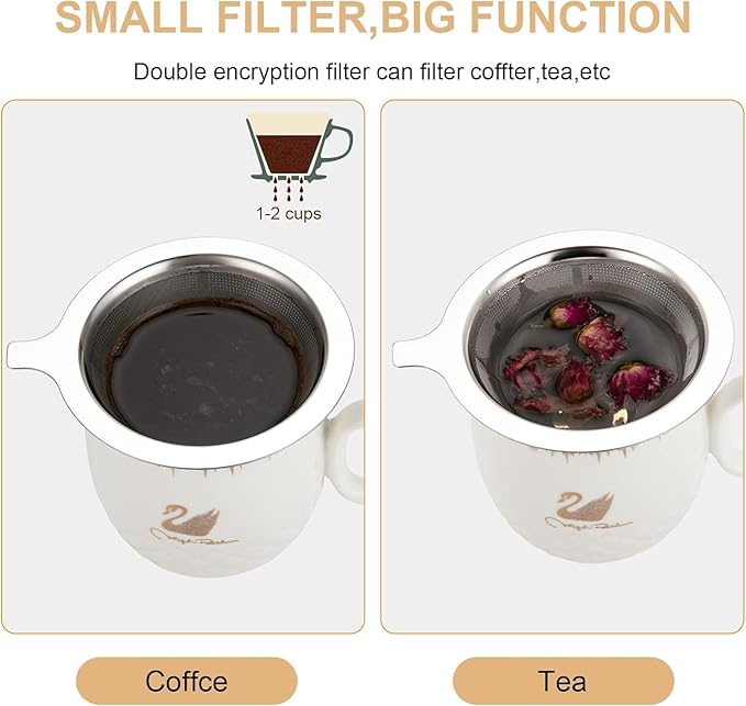 Pour Over Coffee Maker,Coffee Filter,Slow Drip Paperless Stainless Steel Cone Coffee Dripper(1-2 Cup)
