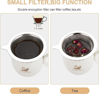 Pour Over Coffee Maker,Coffee Filter,Slow Drip Paperless Stainless Steel Cone Coffee Dripper(1-2 Cup)